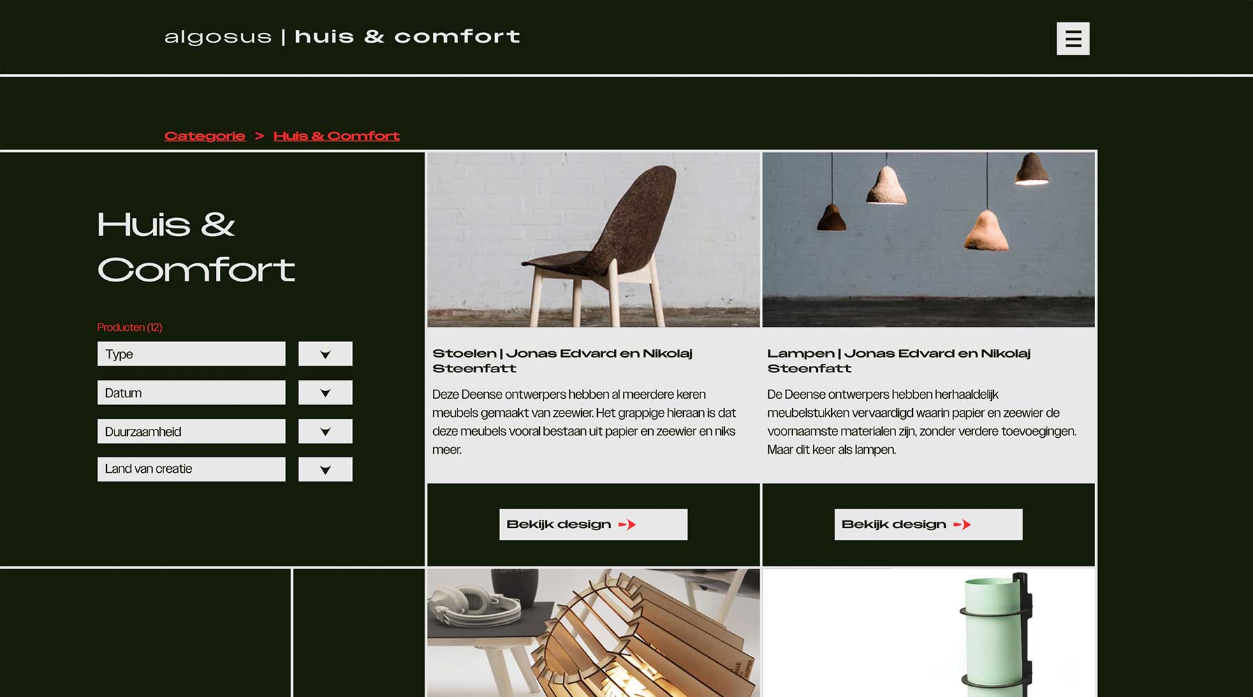 Scherm Algosus website